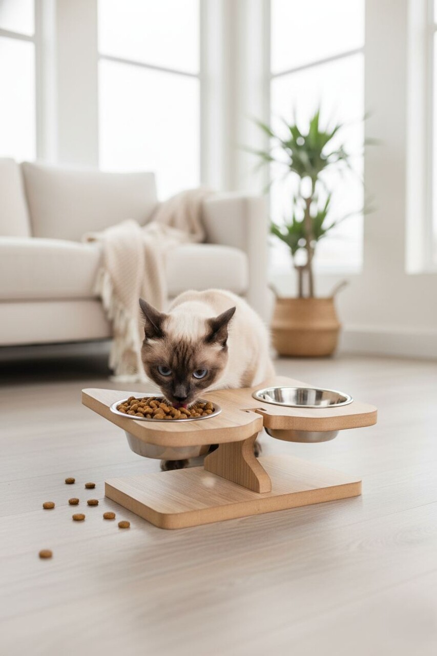 Bol pentru hrana animale de companie, Paws &amp; Whiskers, Apvm3, MDF , Multicolor - imagine 7